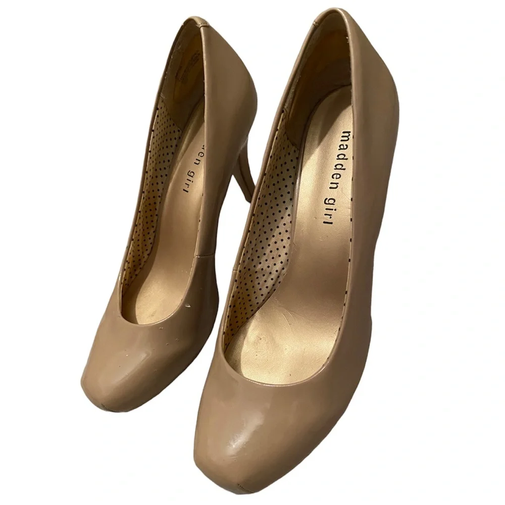 Nude Beige Stiletto Steve Madden Girl Getta Round Toe Heel Platform Pumps Size 9